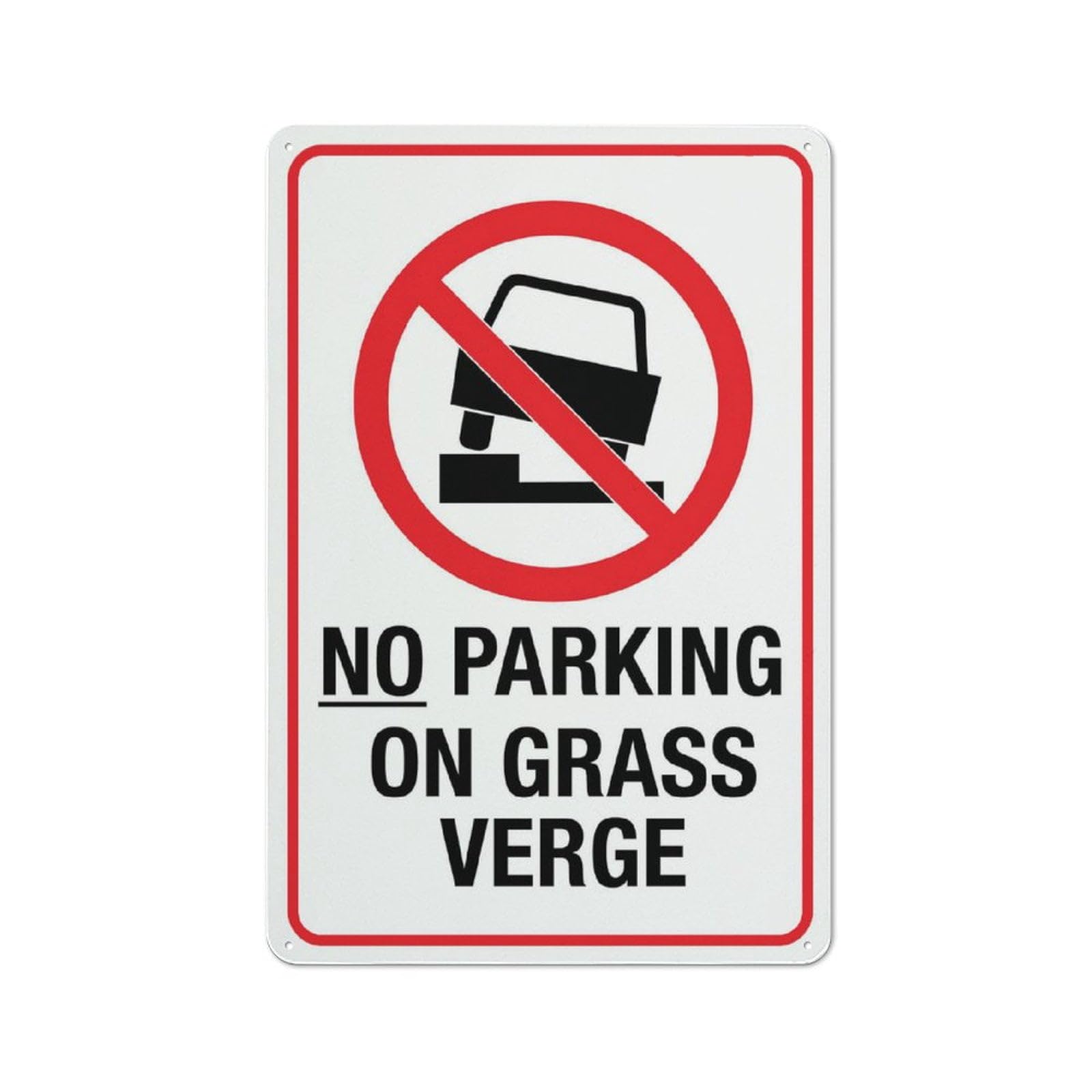 No Parking On Grass Verge Sign 12"x8" Rust-Free Aluminum, UV Ink Printing, Durable/Weatherproof for Outdoor Home Use