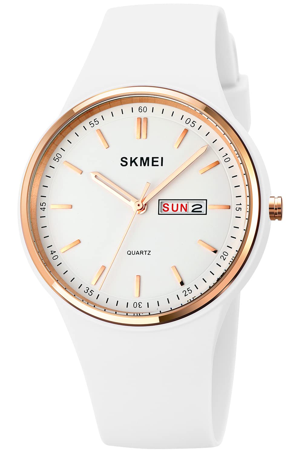 PASOY Fashion Simple Women's Watches Silicone Rose Gold Big Dial Sports Outdoor Watches for Women Analog White Reloj de Mujer