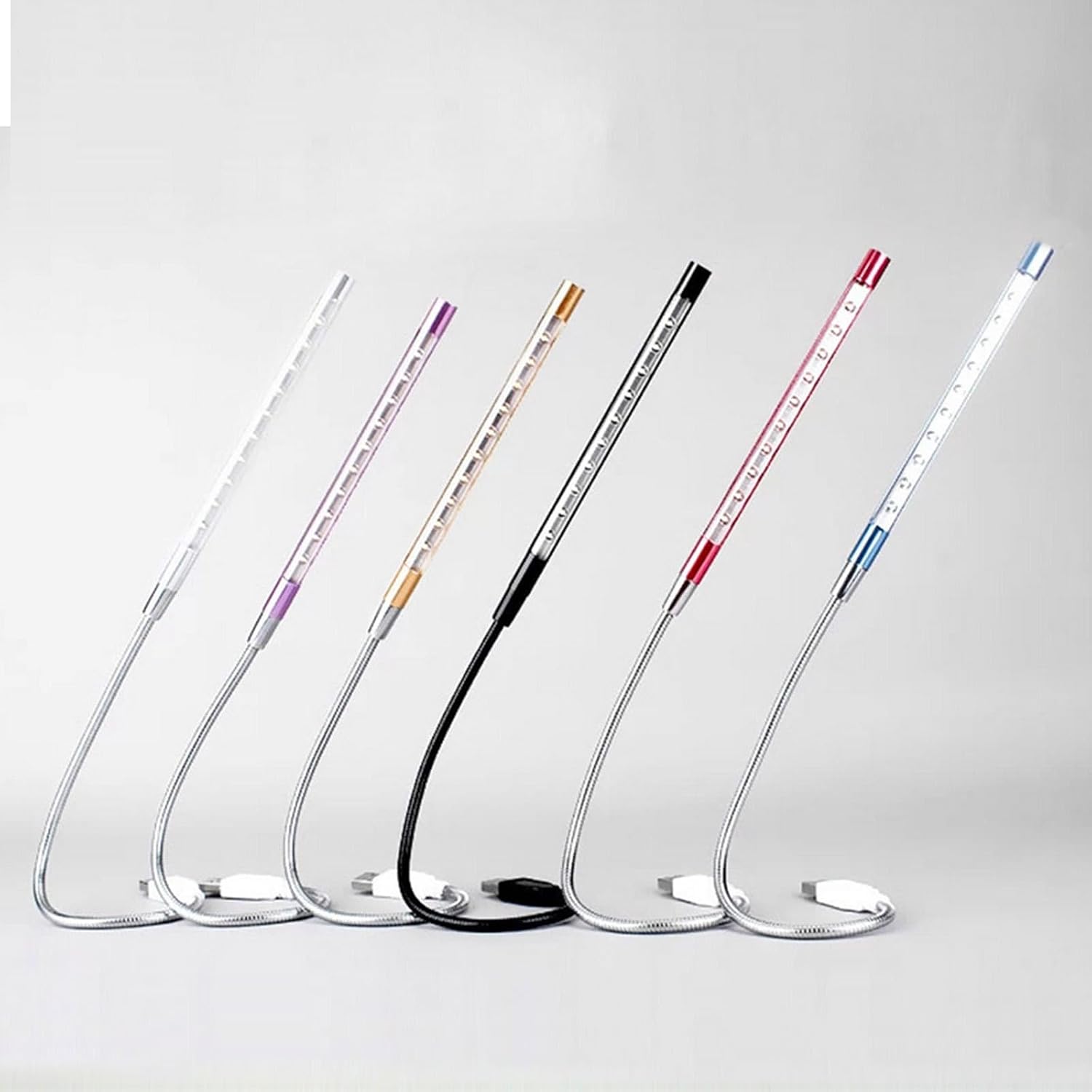 Toddmomy 2PCS USB Table Reading Lamps with Flexible Gooseneck Eye Protection Lights for Laptop Study Night Feeding Portable and Bright White Light Random Color