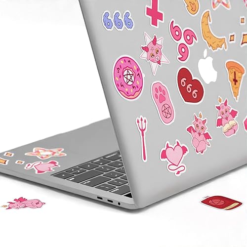 Miniatura 2 de Toik Mertak - Paquete de 33 calcomanías para portátil, pentagrama, kawaii, baphomet, rosa, para casco, satanás, para planificador, para