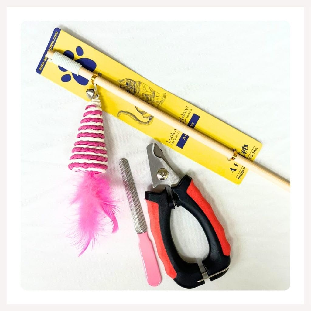 A+a Pets Set of 2 Nail Cutter, Interactive Toy | Easy Safe Grooming | Wand Play Toy | Combo Gift for Dogs, Cats Kitten, Puppy (Large) (B0CWDB6965) Amazon Price History, Amazon Price Tracker