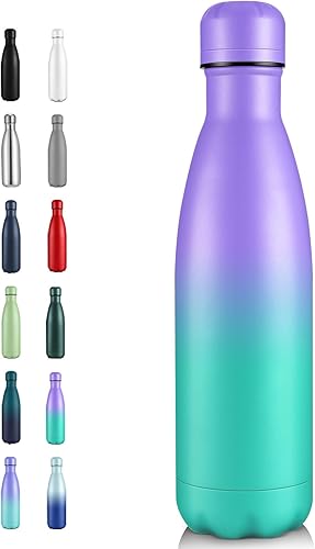 Miniatura 22 de Volhoply Botellas de agua de acero inoxidable de 17 onzas a granel, botella de agua de metal aislada a prueba de fugas para deportes, viajes,