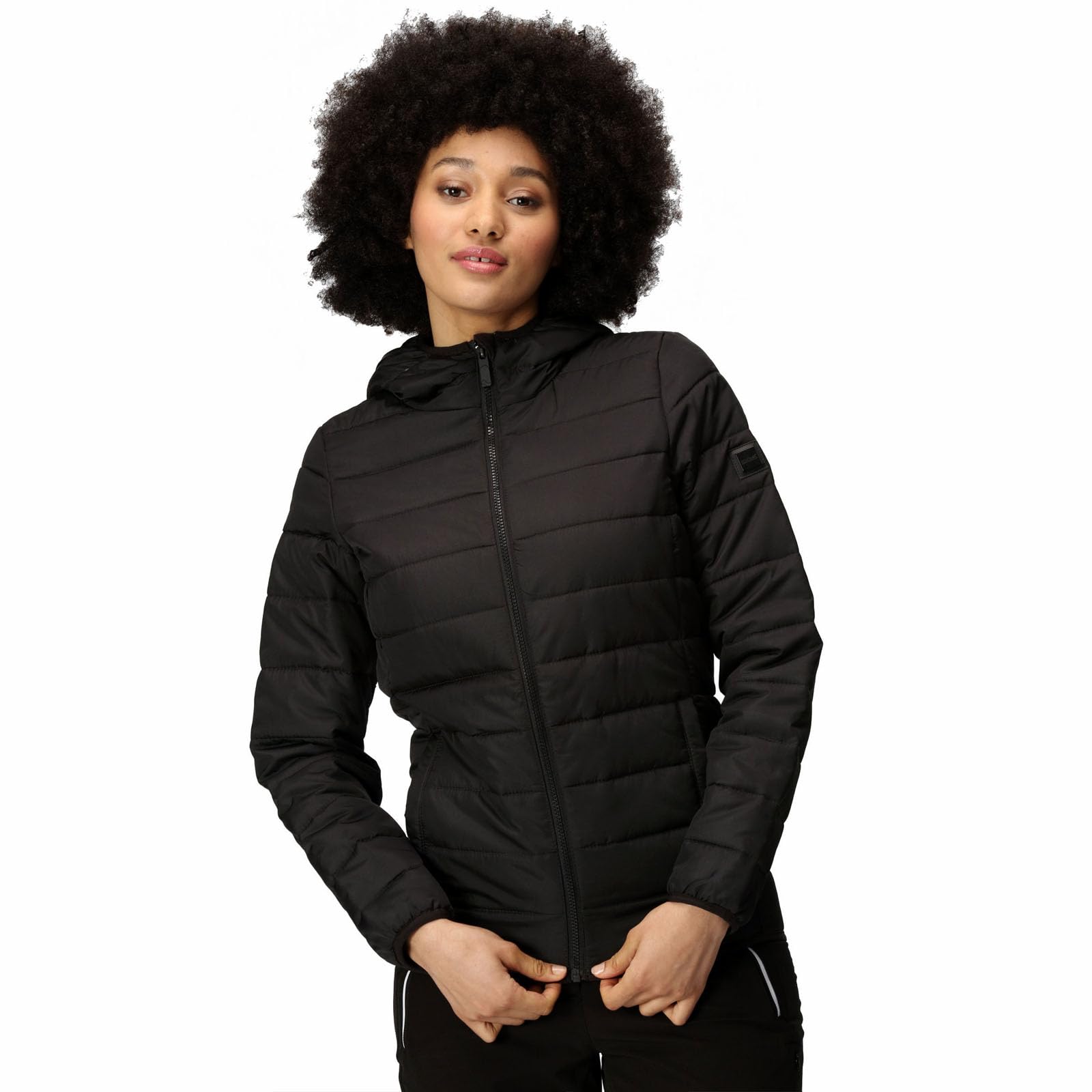 Regatta Women's Helfa Lightweight Insulated Hooded Baffle Quilted Jacket - Black, 20