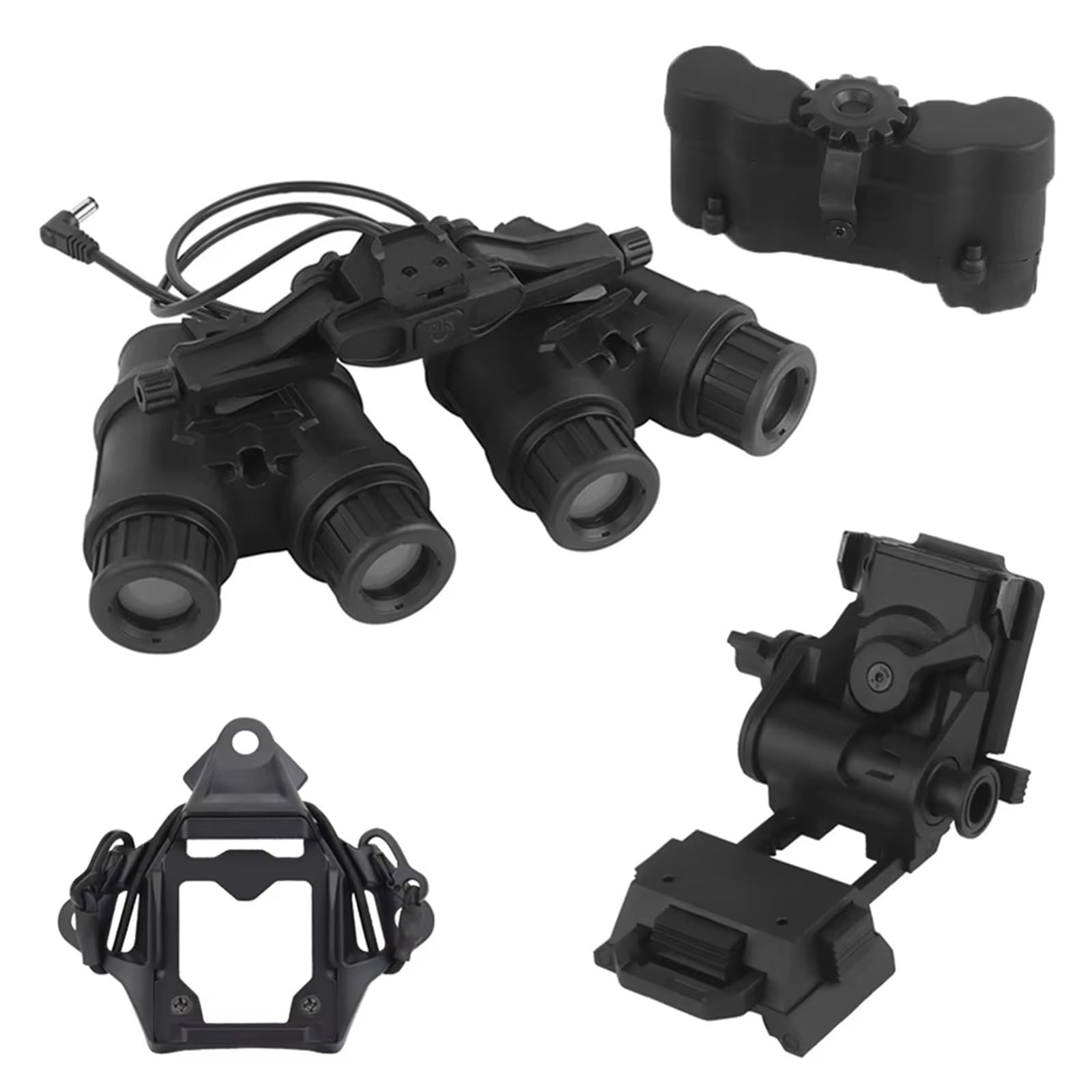 WLXW Lunettes Vision Nocturne Tactiques GPNVG 18, Modèle Factice Rabattable, NVG Fast, Adaptateur Montage for Casque Airsoft, Kit Support L4G24 for CS, Chasse, Paintball, WarGame Gear