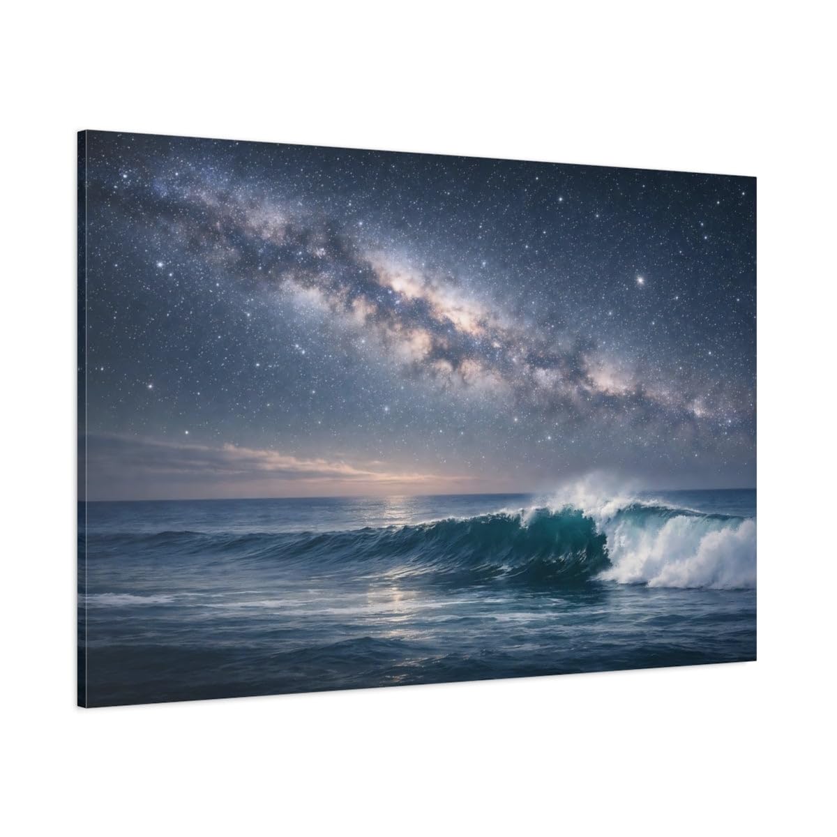 Nature Milky Way Ocean - Canvas Wall Art Print 24×16 inch (60×40 cm) - Horizontal / 1.25 inch (3 cm)