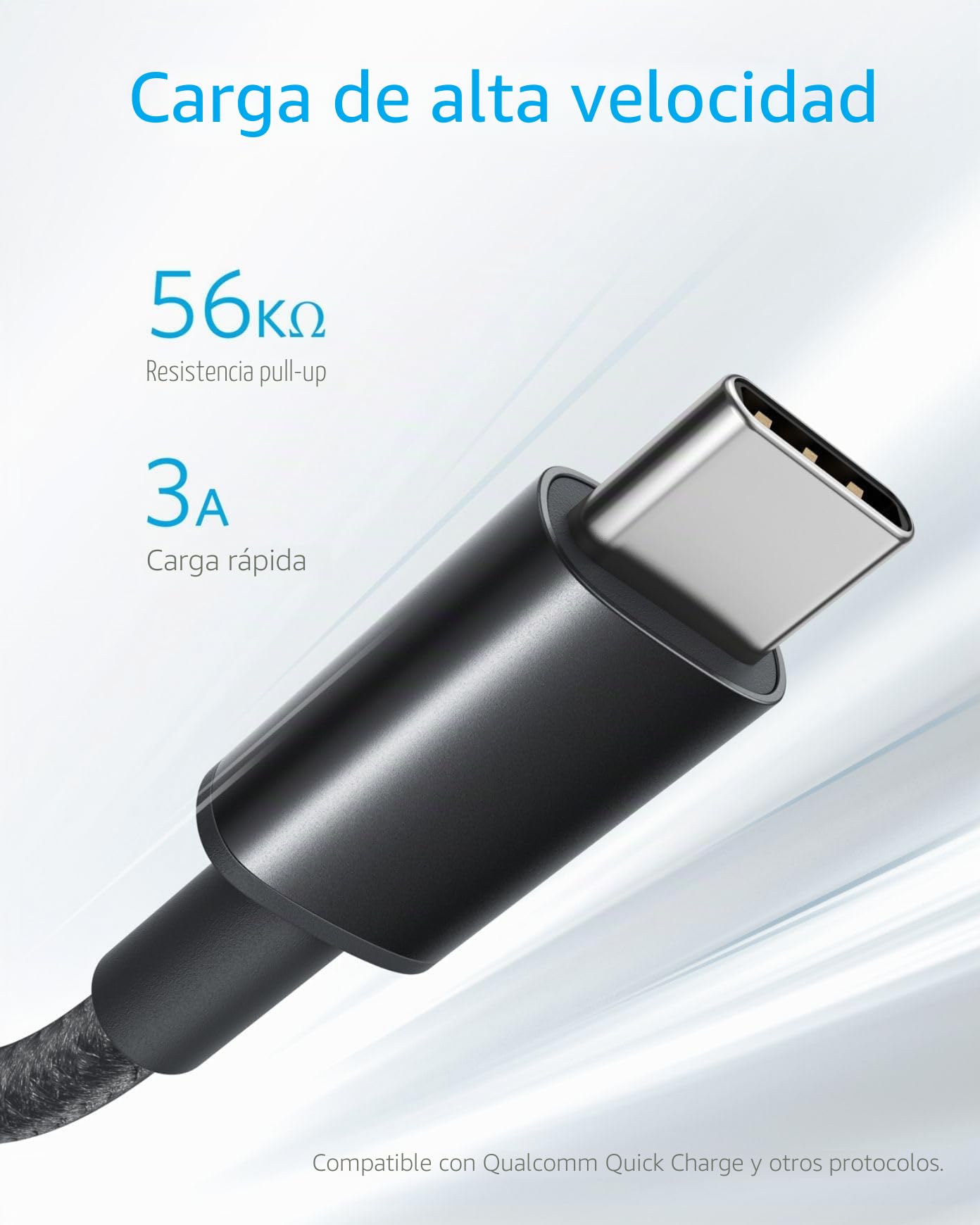 Anker Cable USB C, Paquete de 2 cable USB-C a USB-A, Cable USB 2.0 de Nylon, para iPhone 16/16 Pro/16 Plus/16 ProMax MacBook Pro 2024, iPad Pro 2024/Air 4, Samsung Galaxy S10 S10+, LG V30(0,9m, Negro)