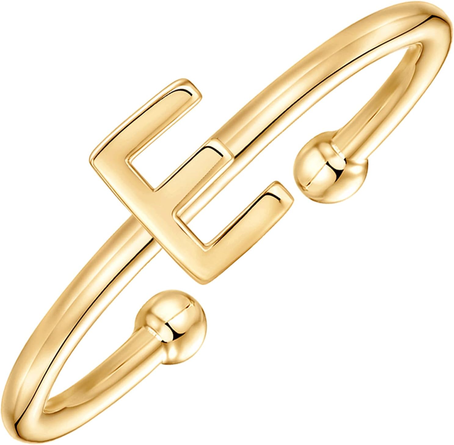 14K Gold Plated Initial Letter Adjustable Ring for Women - Thin Initial Band - Dainty Fashion Jewelry Gifts