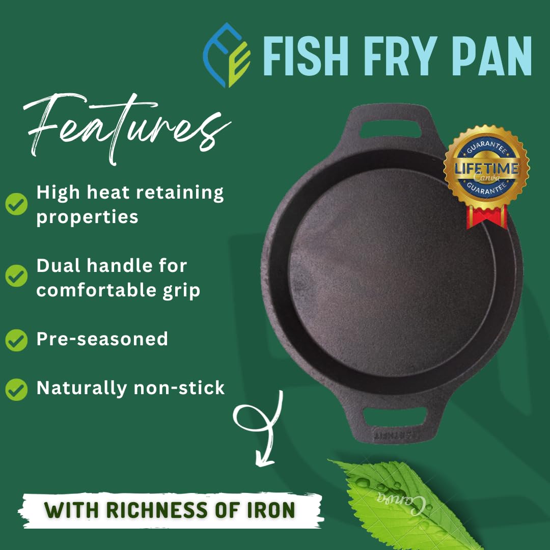 EARTHFIT Cast Iron Fry Pan 8" Pre-Seasoned Skillet | Heavy Duty Non-Stick Pan for Fish Fry, Chicken, Paneer Tikka & Stir Fry | Compact Cookware for Gas Stove, Oven & Campfire Use 2