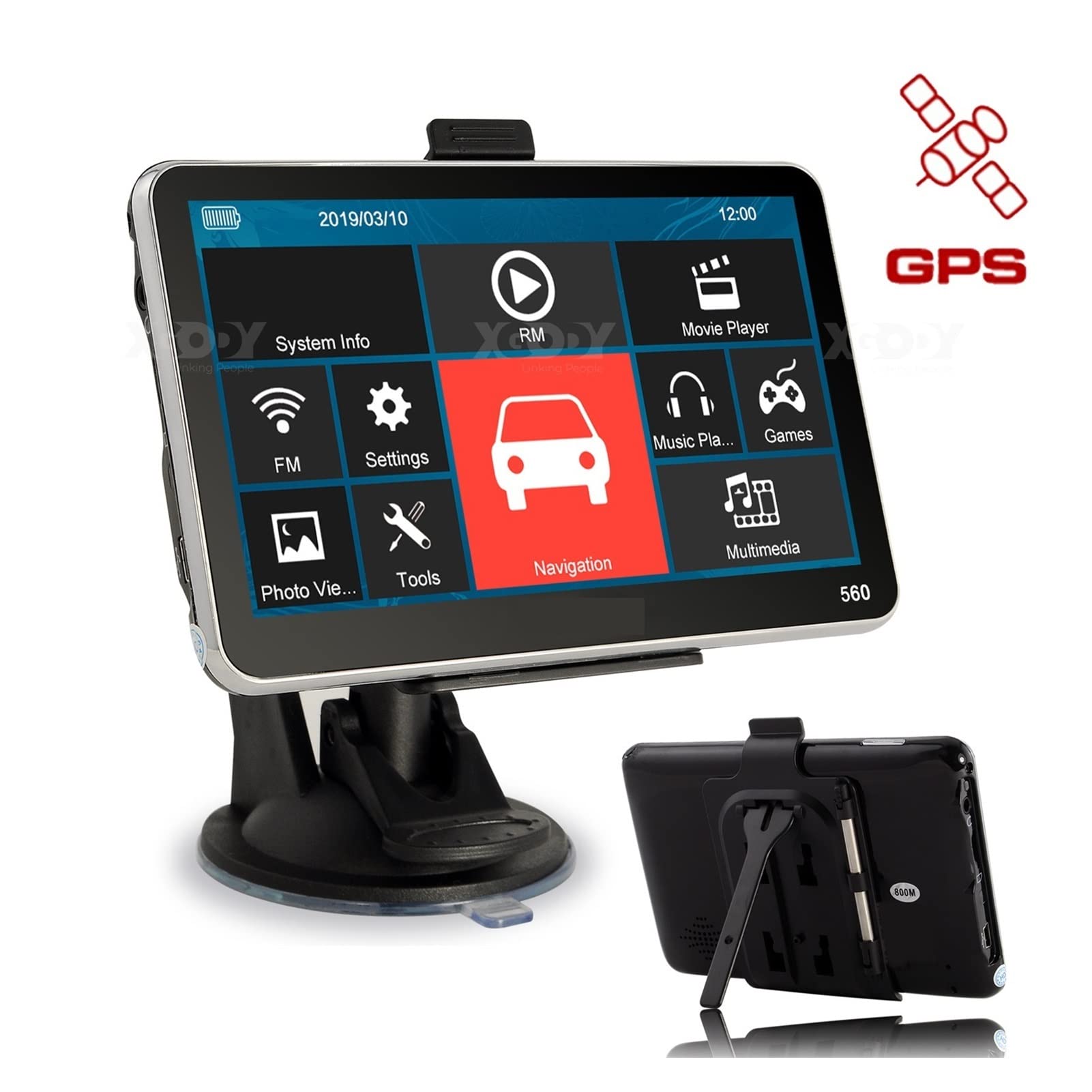 Navigazione GPS per camion, camper, auto 5 '' auto Turck GPS Navigazione 26. 5m + 8 GB FM Sat NAV Navitel Navitel Russia Mappa Facile da usare (Color : Noir, Size : BT add wired)