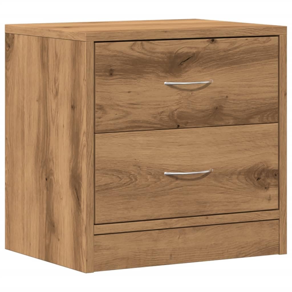 Table de nuit en bois d'ingénierie à 2 tiroirs et meuble de rangement
