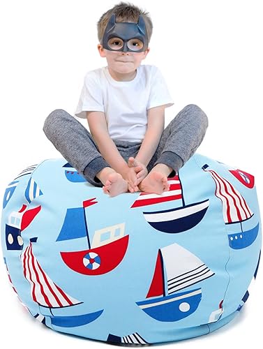 Miniatura 1 de YWhalep Funda para puf de almacenamiento de animales de peluche para niños y niñas, organizador de almacenamiento de juguetes extra grande, puf sin