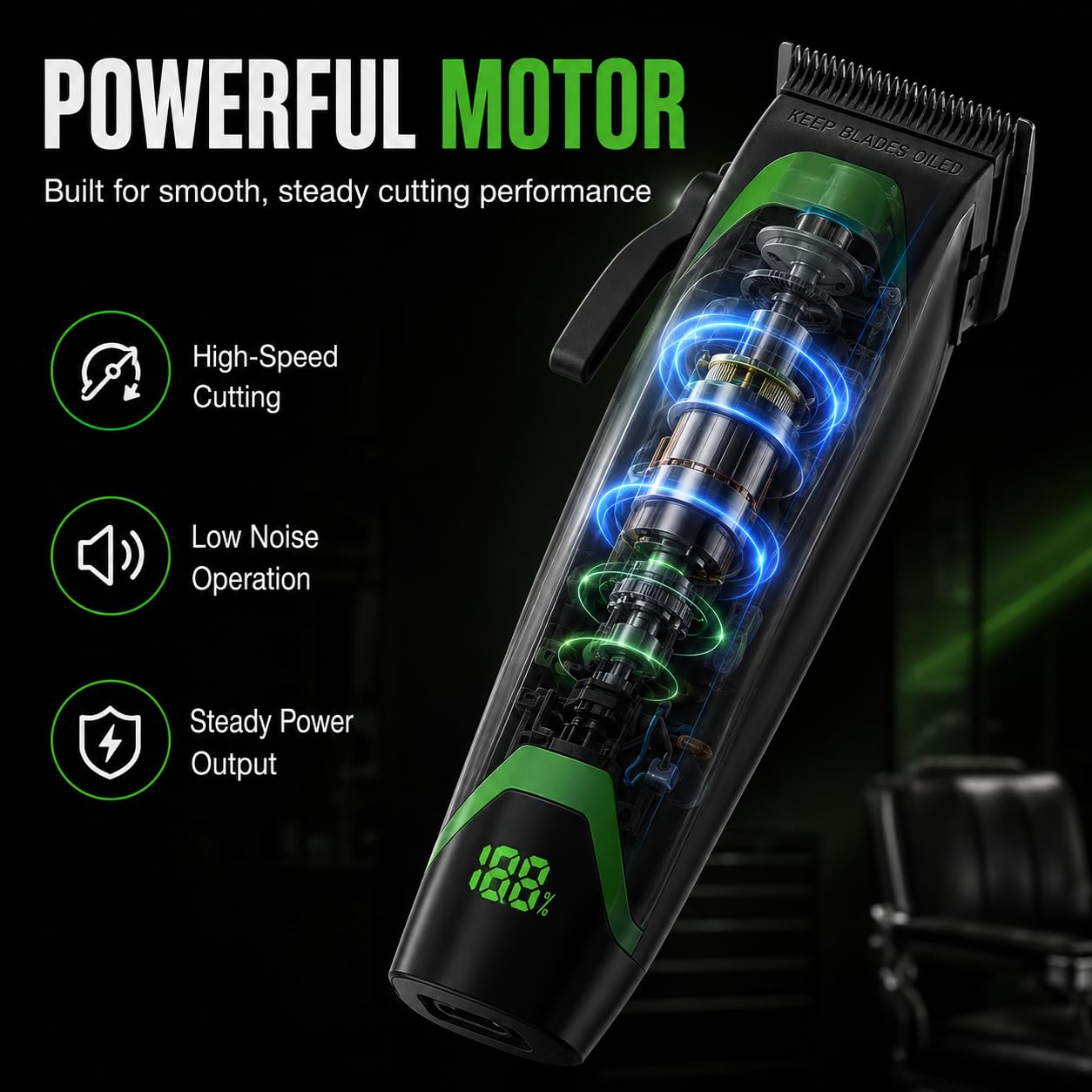 Cortapelos profesional para hombre, inalámbrico, con cuchillas de precisión, carga USB, juego de peines guía, para hombres y mujeres, color negro