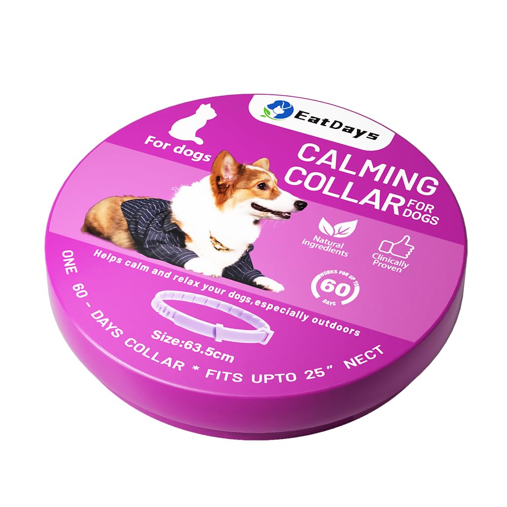 Fluorescent Calming Collar for Dogs and Cats with Pheromones - Maximum Anxiety Relief & Stress Reduction for Thunderstorms,Travel, Fireworks and Noise Phobias - Long Lasting 30 Days