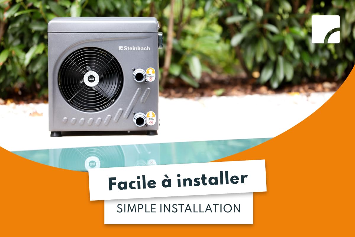 Steinbach Pompe à Chaleur Mini 049275 Automatique pour piscines 20 000 l écran LED capteur de débit intégré