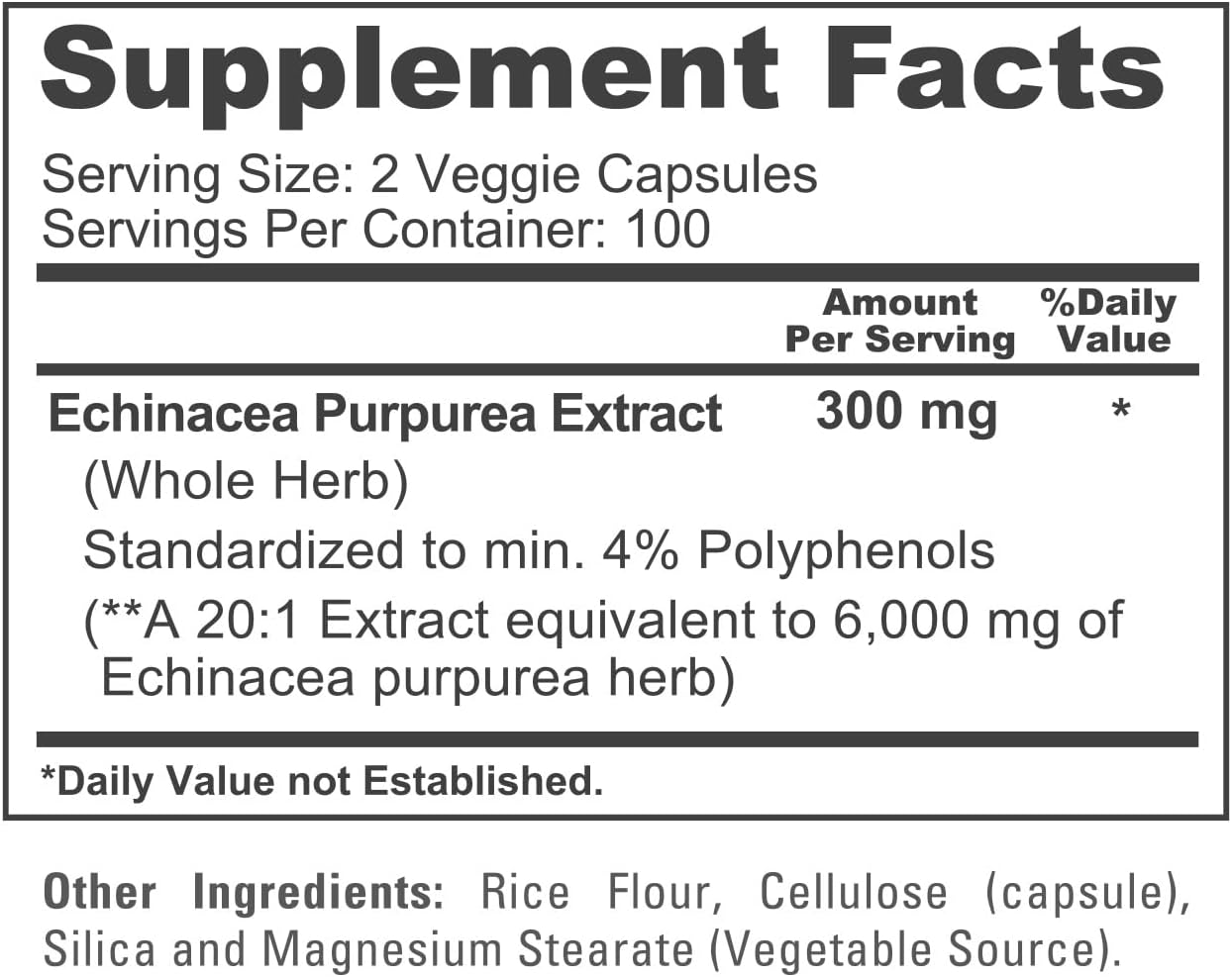 NusaPure Echinacea 20:1 Extract, 300 mg Equivalent to 6,000mg 200 Veggie Caps, Vegan, Non-GMO, Gluten Free Supplement - Image 4