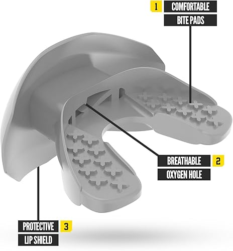 Miniatura 50 de Nxtrnd One - Protector bucal de fútbol, correa incluida, se adapta a adultos y jóvenes (azul claro)