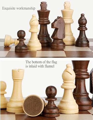 Miniatura 6 de ROLTIN Juego de ajedrez magnético de madera, hecho a mano, portátil, plegable, con ranuras de almacenamiento, juego de ajedrez para principiantes