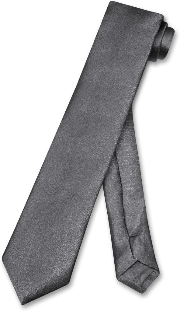 Biagio BOY'S NeckTie Solid CHARCOAL GREY Color Youth Neck Tie