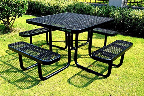46 Steel Square Picnic TableExpanded Metal Outdoor Table Black
