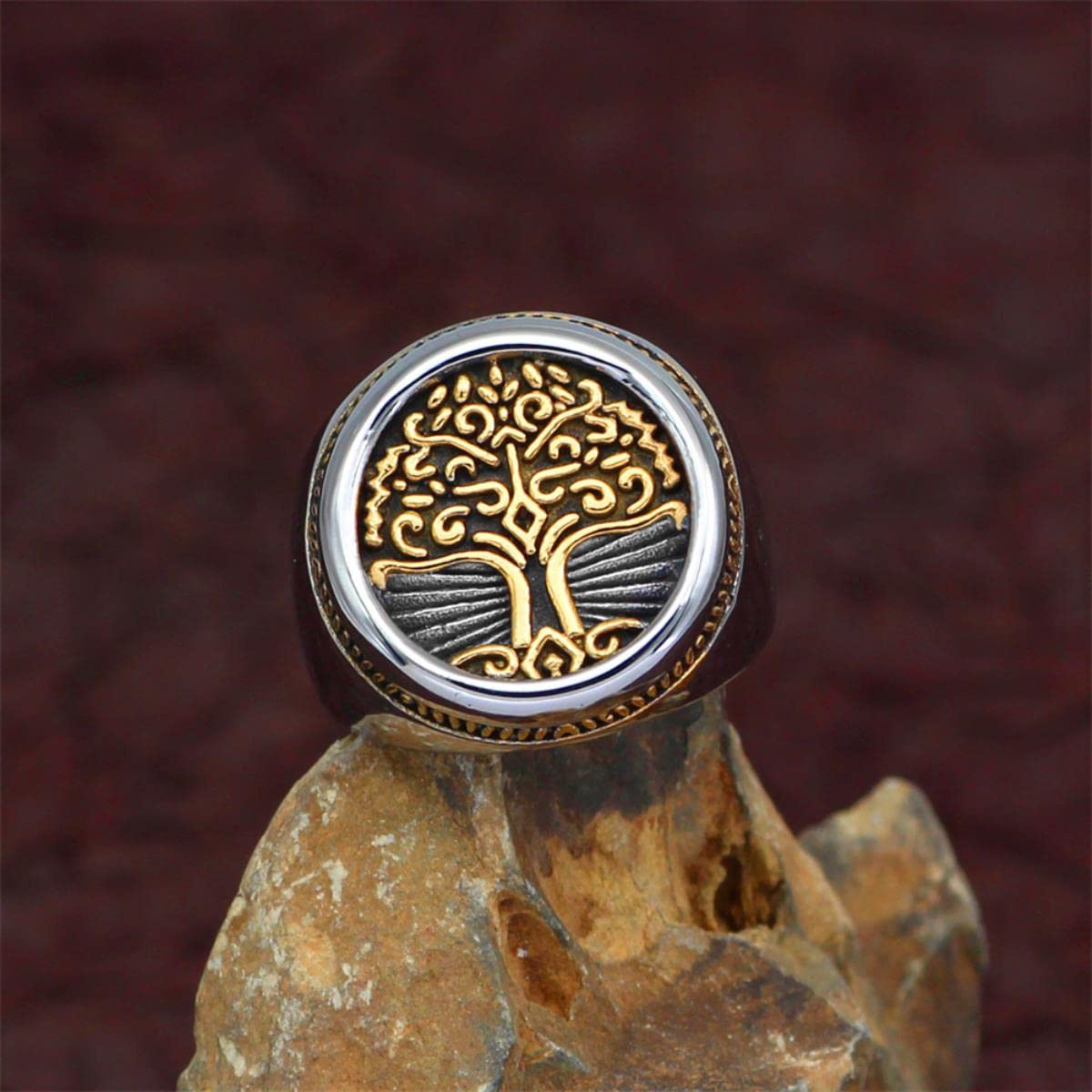 OIDEA Anello Albero della Vita Uomo Acciaio Inossidabile Fidanzamento Promessa Argento 14