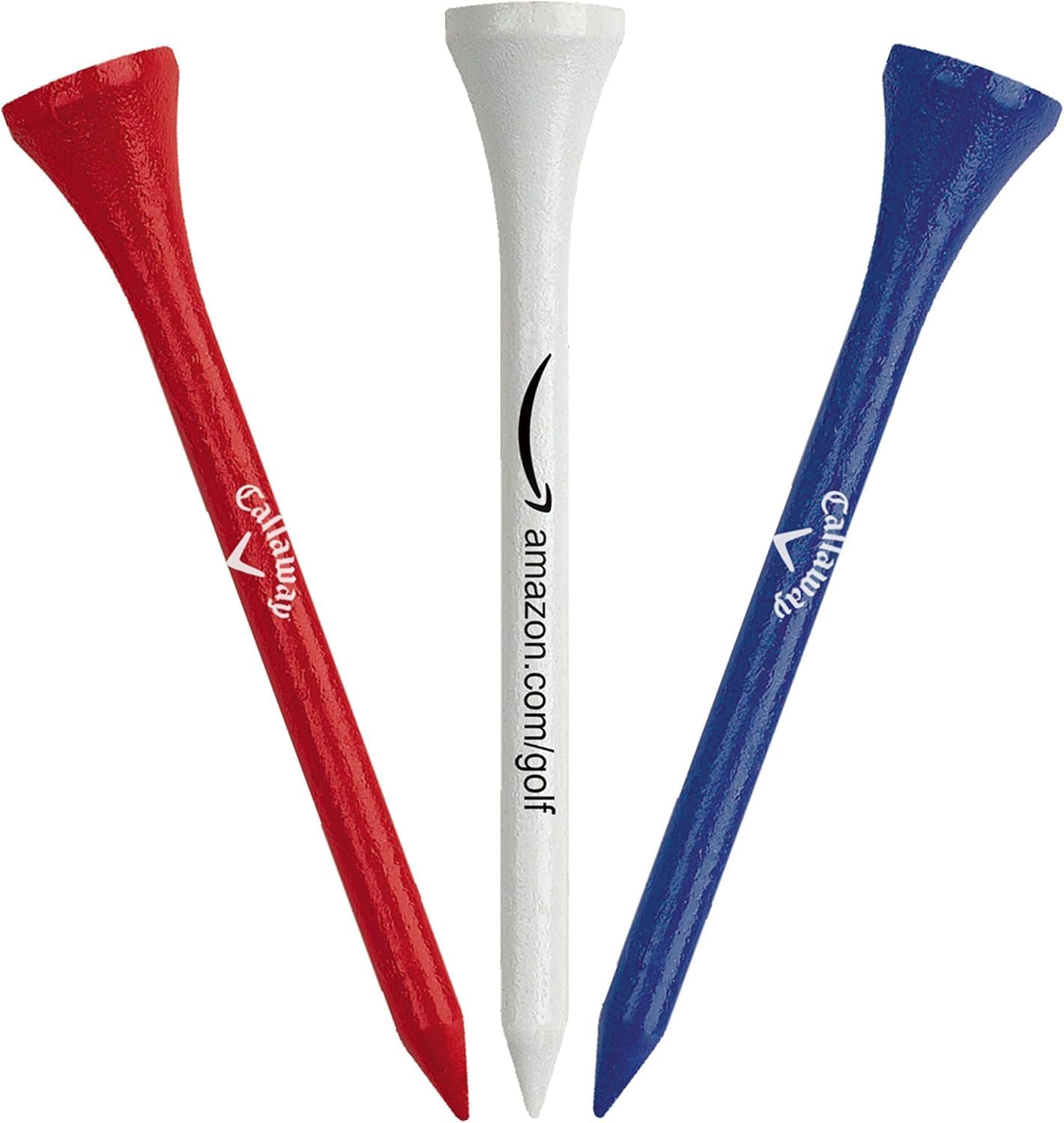 Callaway Wood Golf Tees, 100 Pack - Durable 2-3/4 Inch Hardwood Tees with Logo for Reliable Course Play