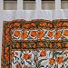 French Floral Tab Top Curtain-Drape-Door Panel-Olive-Saffron