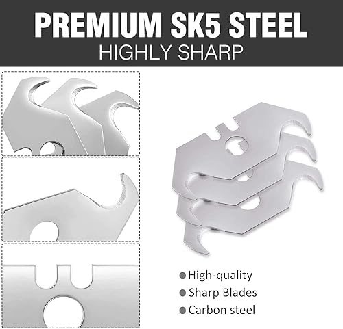 Miniatura 3 de Cuchillas para cuchillos utilitarios, ganchos para alfombras, 30 cuchillos de acero con caja de almacenamiento para techos y linóleo, repuesto de