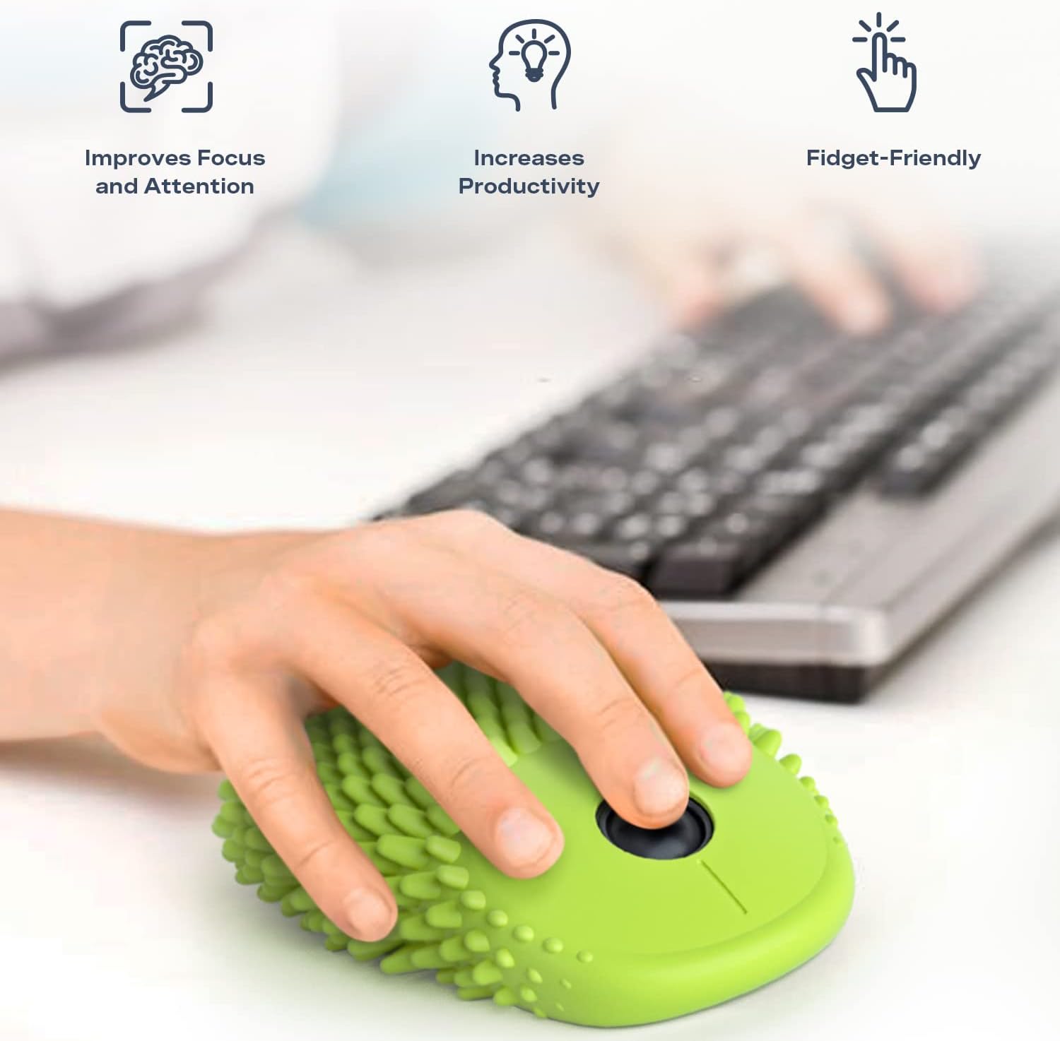 Condition photo showing New/Like New for hedgehog health hoglet wireless computer mouse – cute, functional, and tactile fidget tool. combines stress relief with comfort and style, perfect for enhancing focus and productivity (green)