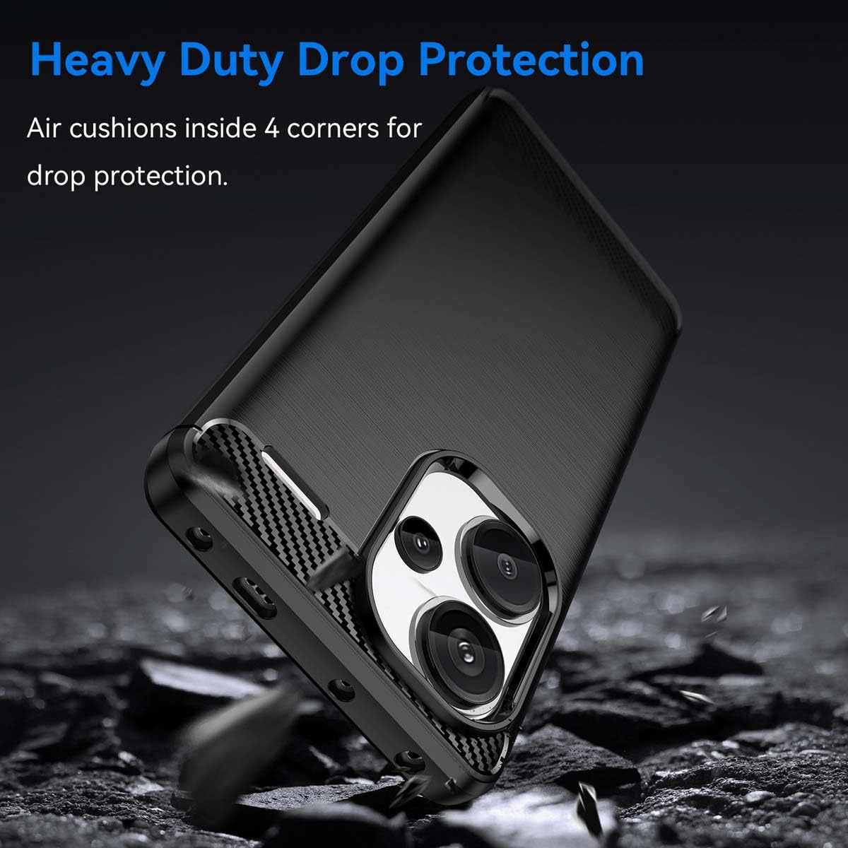 Natbok Custodia Cover per Xiaomi Redmi Note 14 Pro+ 5G,Spazzolata e Fibra di Carbonio Morbido Silicone TPU Cover, Antiscivolo, Antiurto di Robusta per Redmi Note 14 Pro Plus 5G Cover,Nero