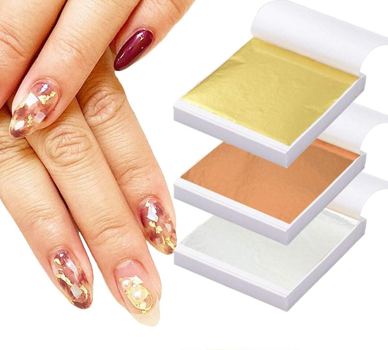 300 8X8CM Gold Silver Copper Leaf Foil Sheets for Crafts Resin, Scrapbooking, Gilding, Framing, Nail Art, Craft Supplies, Gold Leaf Sheet's