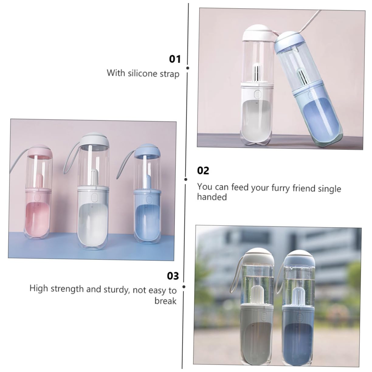 Happyyami Borraccia Portatile per Cani e Gatti 330ml, Design a U, di Perdite, Uso Sola Mano, per Uscire