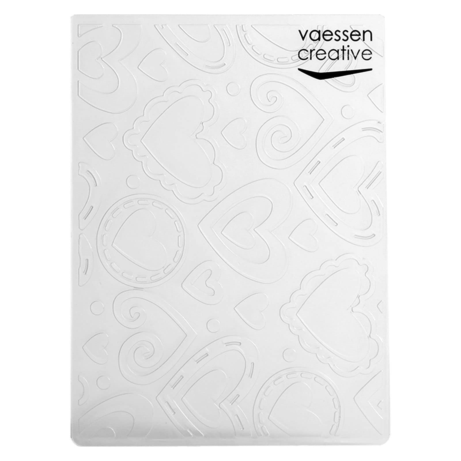 Vaessen Creative Carpeta de Embossing, Corazones en Capas 14,6 x 10,8 x 0,5 cm, 1 pieza, para Tarjetas de Cumpleaños, Tarjetas de Nacimiento, Tarjetas de Navidad y Manualidades con Papel