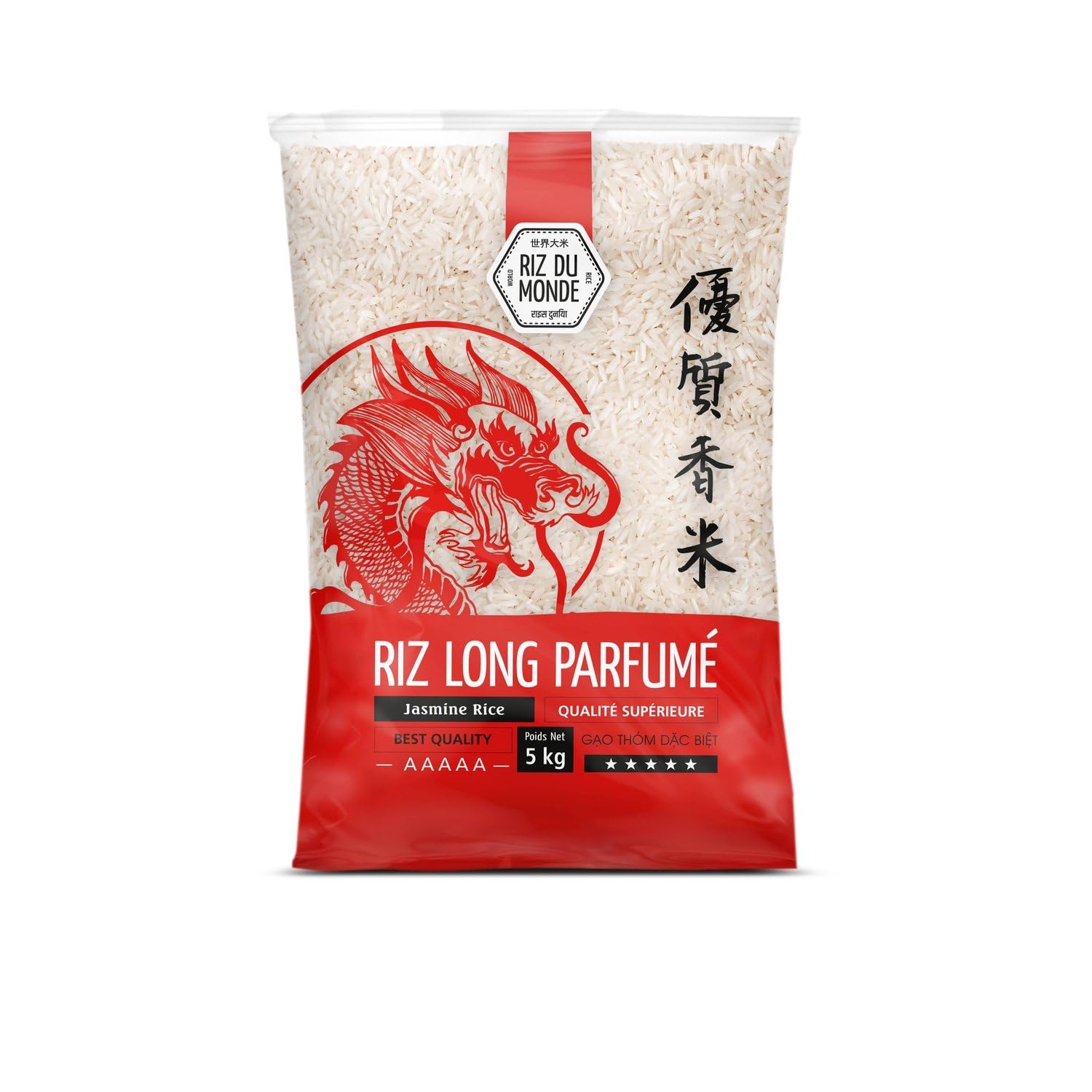 RIZ DU MONDE – Riz Long Parfumé aux Arômes Authentiques, Grain Léger et Fondant (Sac 5 kg) - vendu par unité