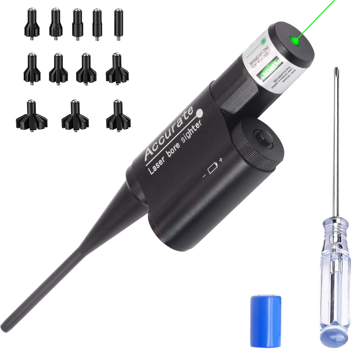 MOSANDON Red/Green Dot Laser Bore Sight Kit for .177 to .68 Caliber Pistols Rifles Scopes, Multiple Caliber Adapters Laser Boresighter for Hunting or Shooting (Green)