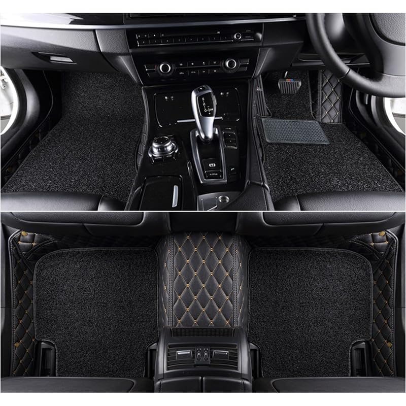 Image of Superior 7D Car Floor Mat Full Set for Mahindra XUV 3XO, 7 Layer Protection Mats, Luxury Leather with Noodle /Curly Car Foot Mat with Heal Pad, Anti-Skid & Waterproof Black Beige