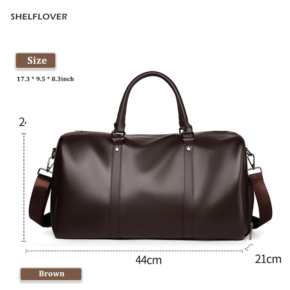 Bolsa de gimnasio para mujeres y hombres, bolsa de viaje, Marrón, 17.3 * 9.5 * 8.3inch ( 44 * 24 * 21 cm ), Diseño clásico, resistente al agua, múltiples transportes