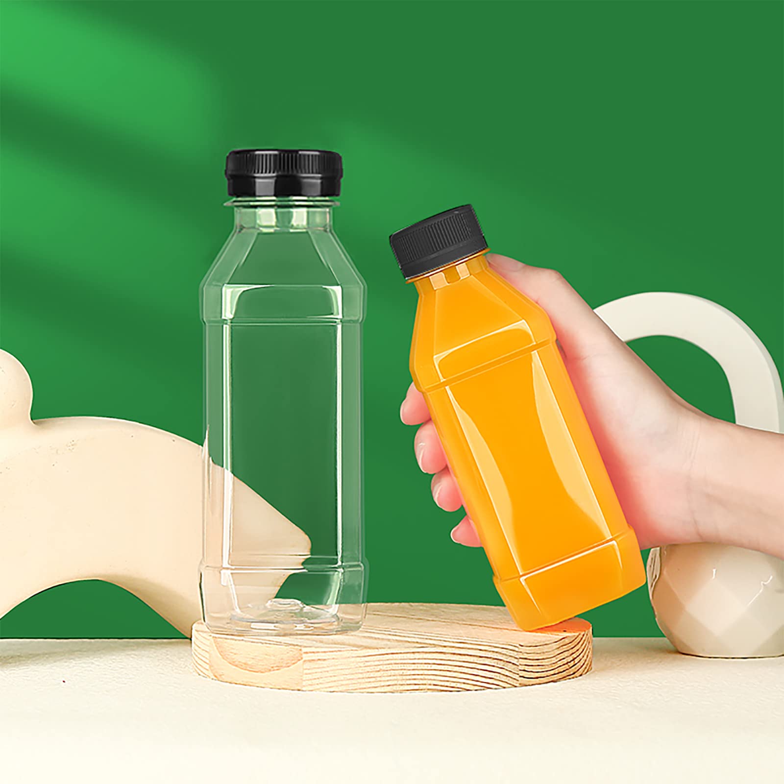 WUWEOT 30 Pack Plastic Juice Bottle, 10 Oz Clear Empty Milk Bottles, Reusable Bulk Beverage Containers with Tamper Evident Caps Lids