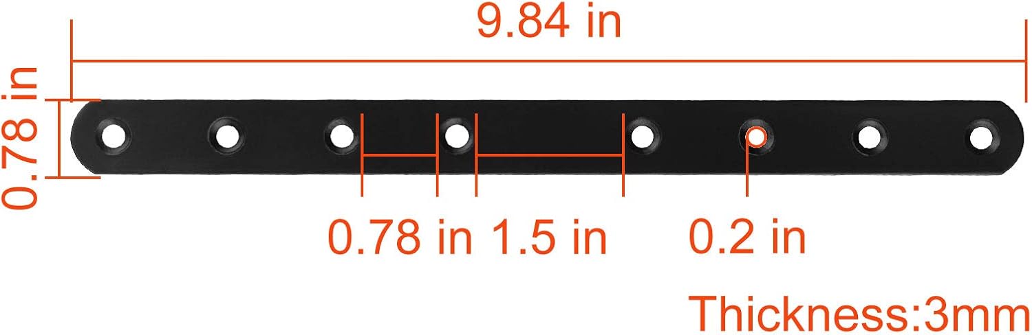 20Pcs 10Inch Mending Plates, Heavy Duty Straight Brackets for Wood Cast Iron Flat Corner Brace, Black Mending Joining Plates Fixing Hardware Brackets Connector for Furniture Repairing Table Shelf : Industrial & Scientific