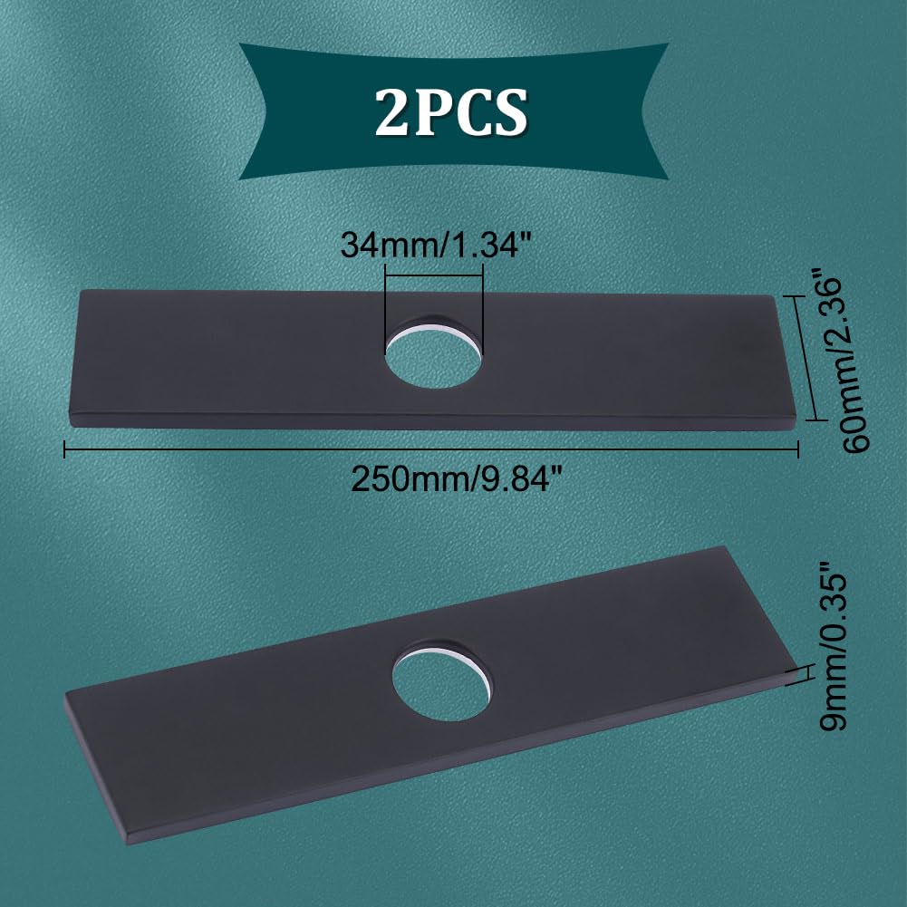 UNICRAFTALE 2 pz Copri Foro per Lavandino In Acciaio Inossidabile Piastra Da 250x60 mm per Vanità Del Bagno Nero 1/3 Fori Kitch Piastra per Rubinetto Rosetta Copertura Rettangolare Piastra
