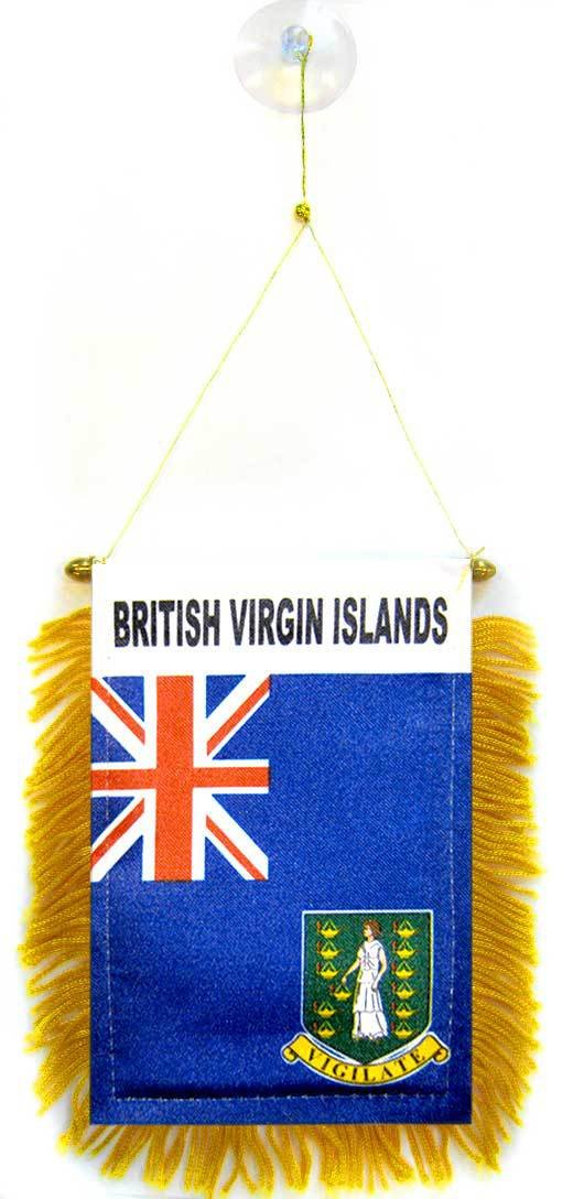 AZ FLAG, British Virgin Islands Mini Banner, 6'' x 4'', 100% Polyester Virgin Islander Small Pennant for Car