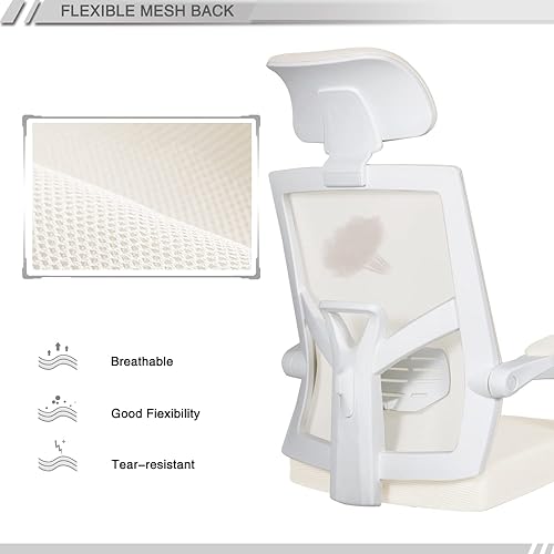 Miniatura 6 de Qulomvs Silla de oficina ergonómica, silla de oficina de malla con reposacabezas y respaldo, silla de escritorio para computadora 90-135, silla de