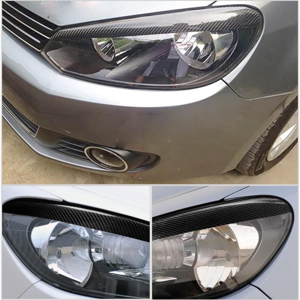 Carbon Fiber Front Headlight Covers for Volkswagen VW Golf 6 VI MK6 2010-2013 Car Front Eyelids Eyebrows Factory Outlet (Carbon Fiber Black)