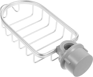 Faucet Sink Sponge Holder Aluminum Shelf for Kitchen Countertop | Detachable Design, White Finish, Sturdy Support, Space Saving Organizer for Sink and Shower Bar Use