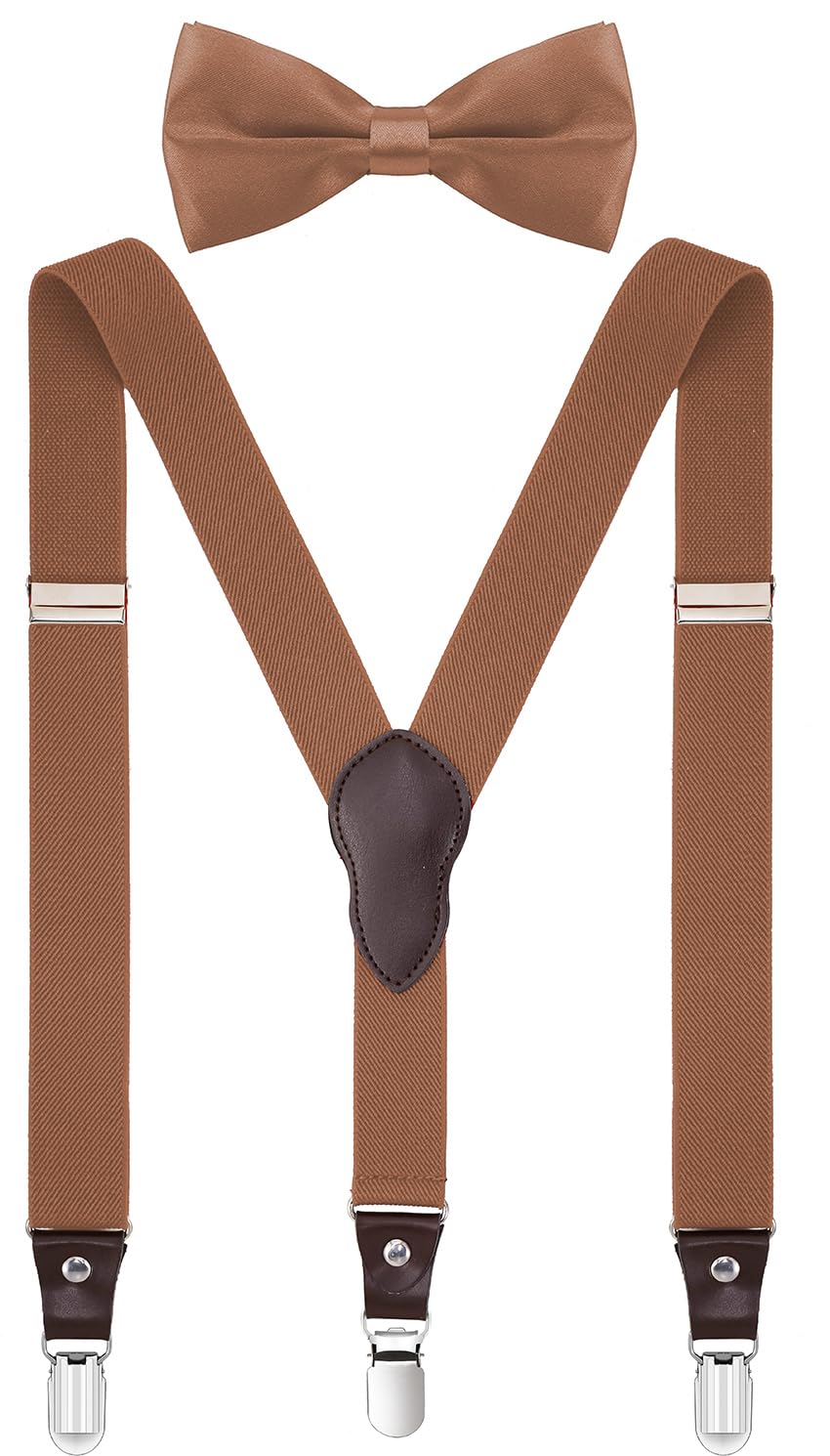 Shark Tooth Boys' Men's Suspenders and Bow Tie Set Y-Back Adjustable