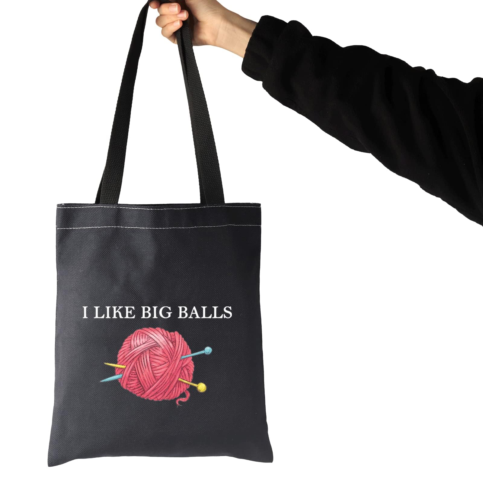 I Like Big Balls Knitting Project Bag, Crochet Supplies Make Up Bag Funny Knitting Gift for Knitter - Image 3