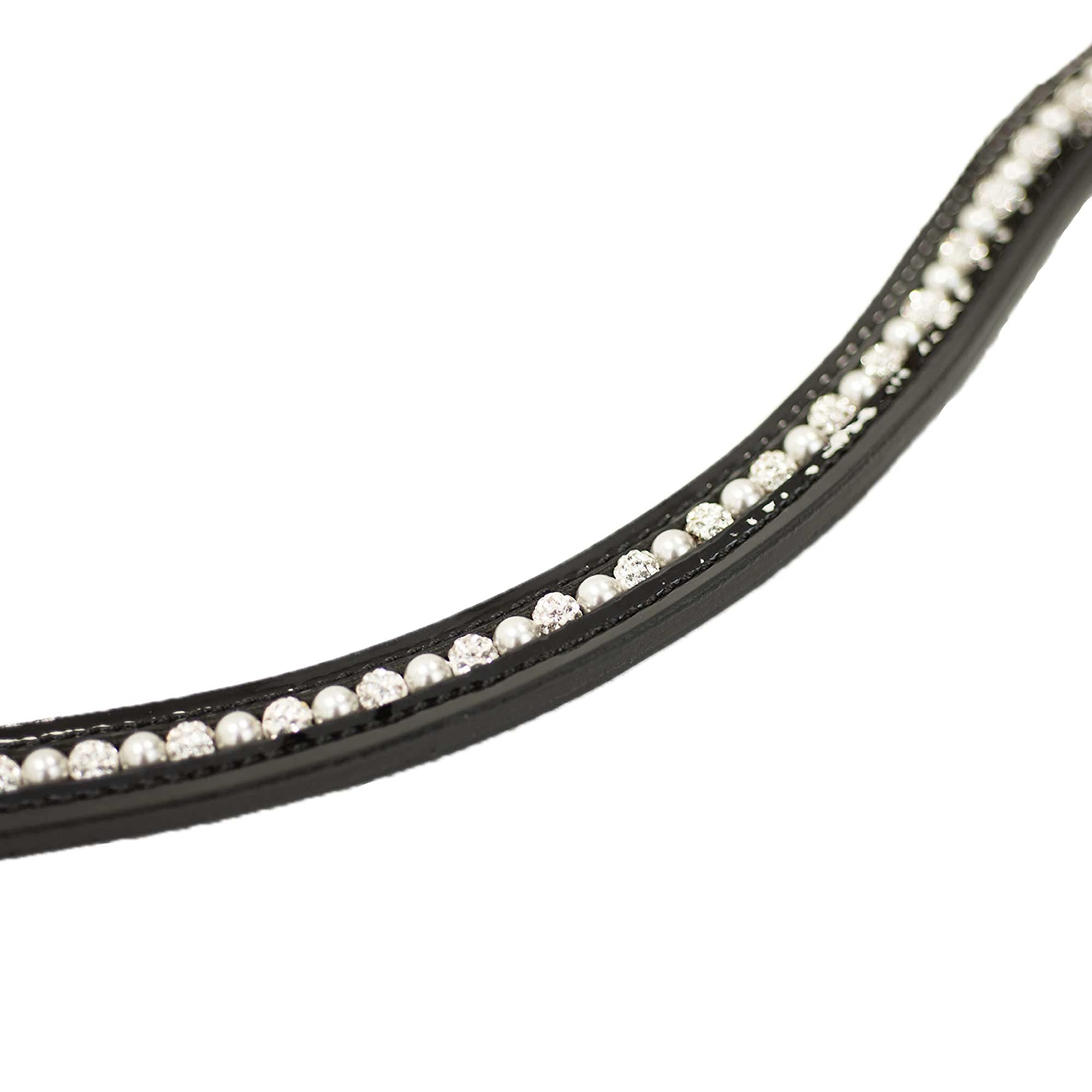 Geschwungener Lack-Stirnriemen Crystal-Pearl