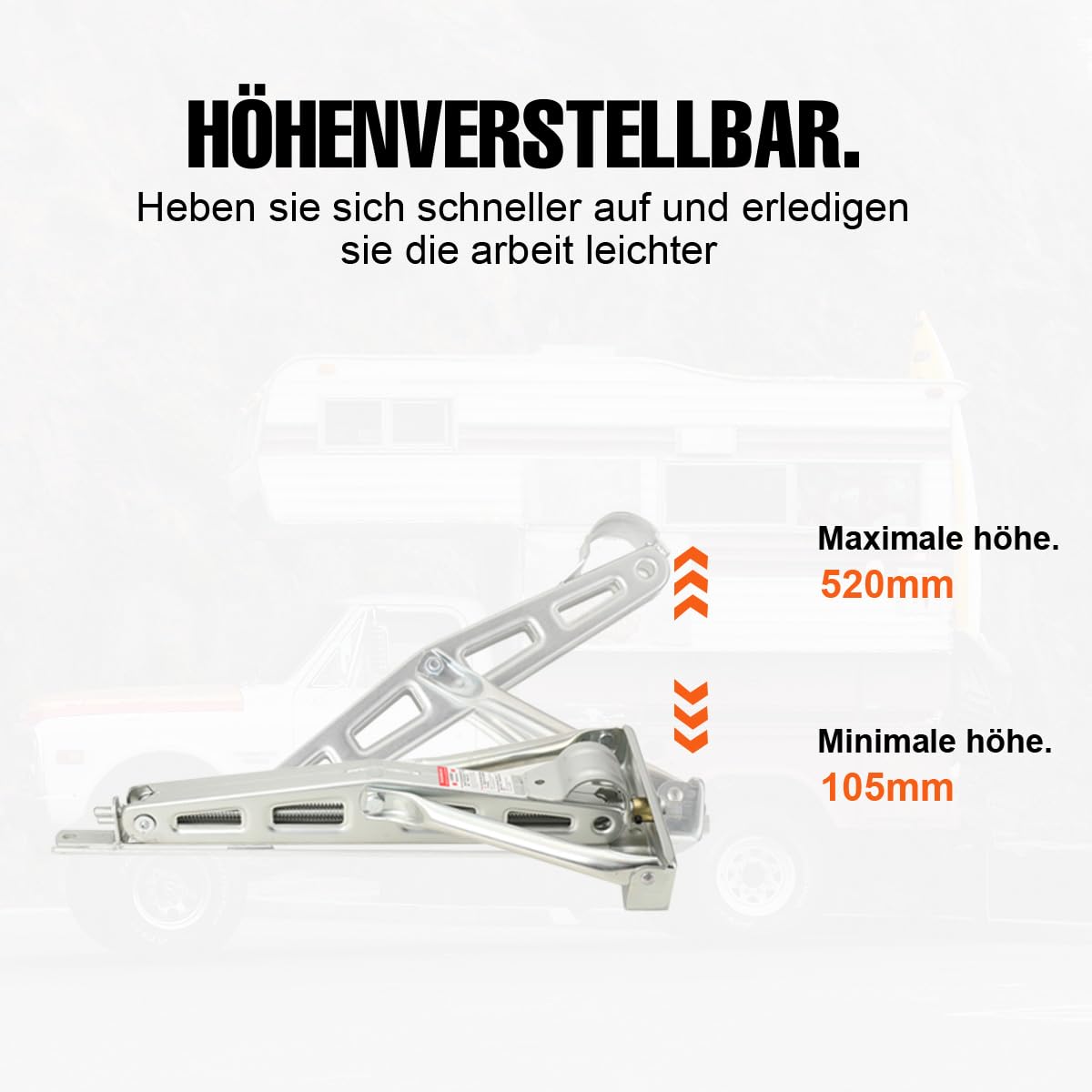 2er Set Ausdrehstütze Wohnwagen Wohnwagenstützen Kurbelstütze Kurbel Stützen Traglast 1600 Kg Stahl verzinkt universal passend (105mm bis 520mm H:415mm)