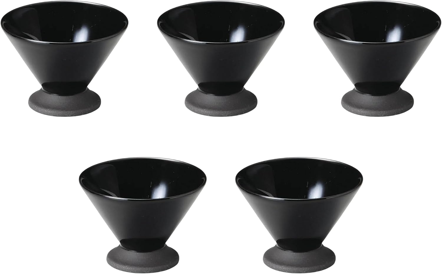 黒釉 内金吹 小付 小鉢 5口 【アウトレット】《手造り》 黒釉 朝顔型