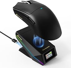 MAMBASNAKE Attack Shark X11 Pro V2 Ratón Gaming Inalámbrico con Base De Carga Magnética con Pantalla, 66g Superligero con Sensor PixArt PAW3315, 30,000 dpi, 1000Hz, 500mAh, for PC/PS/Mac (Negro)