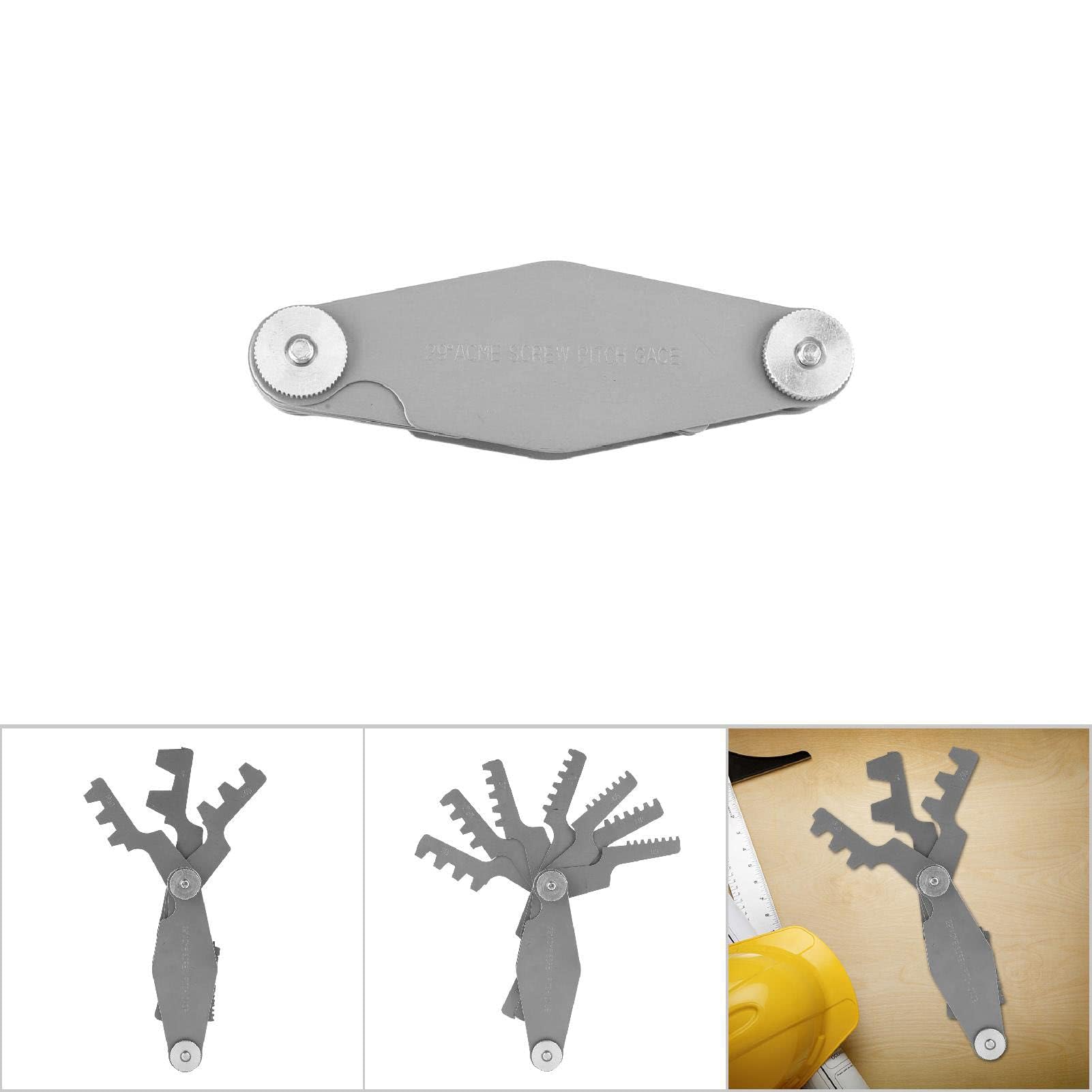 Jauge de Filetage en T Jauge de Pas de Filetage Whitworth Acme, Jauge de Pas de Vis Acme Jauge de Pas de Vis Jauge de Coupe de Pas Outil de Mesure (Gabarit de filetage en T à 29 degrés)